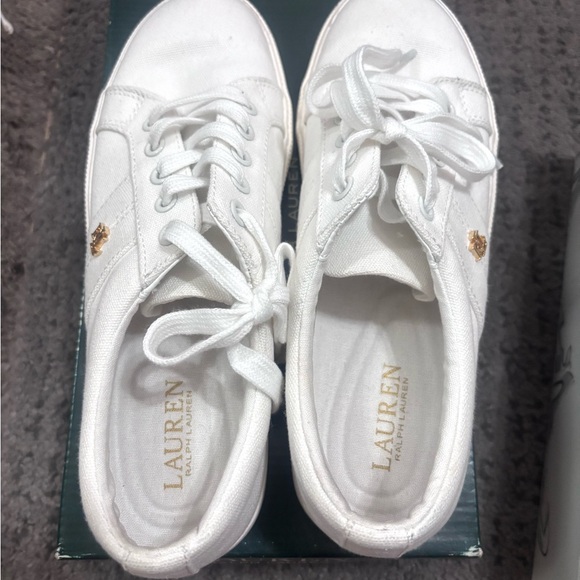 Lauren Ralph Lauren White Leather Sneakers - Picture 2 of 2
